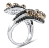 EXTRA LARGE 10.45CT WHITE BLACK & CHOCOLATE FANCY DIAMOND 18K WHITE GOLD 3D RING