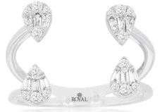 .30CT DIAMOND 14KT WHITE GOLD ROUND & BAGUETTE CLUSTER MULTI PEAR SHAPE FUN RING