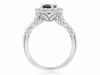 GIA CERTIFIED 2.19CT DIAMOND & AAA SAPPHIRE 18KT WHITE GOLD LEAF ENGAGEMENT RING