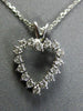 ESTATE SMALL .30CT DIAMOND 14KT WHITE GOLD 3D OPEN HEART FLOATING LOVE PENDANT