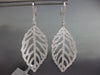 ESTATE EXTRA LARGE 3.05CT DIAMOND 18KT WHITE GOLD 3D LEAF HANGING EARRINGS