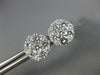 ESTATE 1.64CT DIAMOND 18KT WHITE GOLD 3D ROUND CLUSTER CLASSIC STUD EARRINGS