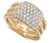 ESTATE WIDE .78CT DIAMOND 18KT YELLOW GOLD 3D CLASSIC SQUARE PAVE ROPE FUN RING