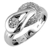 ESTATE .25CT DIAMOND 14KT WHITE GOLD 3D CLASSIC FLOWER LOVE KNOT FUN RING