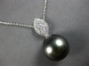 LARGE .37CT DIAMOND & AAA TAHITIAN PEARL 18KT WHITE GOLD MARQUISE LOVE NECKLACE