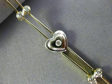 ANTIQUE LONG .25CT DIAMOND 14KT WHITE & YELLOW GOLD BEZEL HEART BRACELET #19183