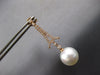 ESTATE LARGE .57CT DIAMOND & AAA SOUTH SEA PEARL 18K ROSE GOLD V SHAPE HANGING EARRINGS