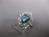 LARGE 2.11CT DIAMOND & AAA BLUE TOPAZ 14KT WHITE GOLD EMERALD CUT FILIGREE RING