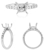 ESTATE .48CT DIAMOND 14KT WHITE GOLD ROUND & PRINCESS SEMI MOUNT ENGAGEMENT RING