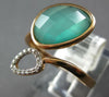.07CT DIAMOND & AAA GREEN AGATE 14K ROSE GOLD DOUBLE PEAR SHAPE CRISS CROSS RING