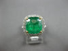 GIA LARGE 4.84CT DIAMOND & AAA EMERALD 18KT 2 TONE GOLD CLASSIC ENGAGEMENT RING