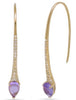 1.14CT DIAMOND & AAA AMETHYST 14KT YELLOW GOLD PEAR SHAPE SNAKE HANGING EARRINGS