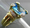 ANTIQUE 8.15CT DIAMOND & AAA LONDON BLUE TOPAZ 18KT 2 TONE HEART GOLD RING 22098