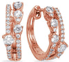 .51CT DIAMOND 14KT ROSE GOLD 3D 2 ROW ROUND & PEAR SHAPE HOOP HANGING EARRINGS