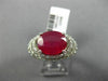 ESTATE LARGE 6.03CT DIAMOND & AAA OVAL RUBY 14KT WHITE GOLD HALO CURVED FUN RING