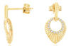 .14CT DIAMOND 14K YELLOW GOLD 3D ROUND CIRCLE OF LIFE TEAR DROP HANGING EARRINGS