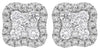 .55CT DIAMOND 14KT WHITE GOLD CLASSIC ROUND CLUSTER FLOWER SQUARE STUD EARRINGS
