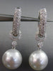 ESTATE LARGE .49CT DIAMOND 18KT WHITE GOLD SOUTH SEA PEARL PAVE ETOILE EARRINGS