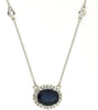 1.74CT DIAMOND & AAA SAPPHIRE 14KT YELLOW GOLD 3D OVAL HALO BY THE YARD NECKLACE