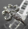 ESTATE WIDE .26CT DIAMOND 14KT WHITE GOLD 3D FLEUR DE LIS PAVE FILIGREE FUN RING