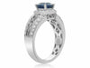 GIA CERTIFIED 2.14CT DIAMOND & AAA SAPPHIRE 18KT WHITE GOLD HALO ENGAGEMENT RING