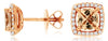 1.14CT DIAMOND & AAA MORGANITE 14KT ROSE GOLD CUSHION & ROUND HALO STUD EARRINGS