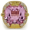 LARGE 50.58CT DIAMOND & AAA KUNZITE 18KT YELLOW GOLD CUSHION & ROUND SQUARE RING