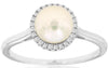 ESTATE .08CT DIAMOND & AAA SOUTH SEA PEARL 14K WHITE GOLD CLASSIC HALO LOVE RING