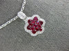 ESTATE 1.07CT DIAMOND & AAA RUBY 18KT WHITE GOLD CLASSIC CLUSTER FLOWER PENDANT