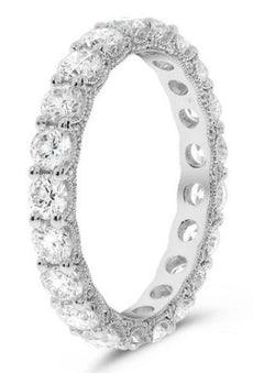 ESTATE 2.06CT DIAMOND 14KT WHITE GOLD 3D CLASSIC ROUND ETERNITY ANNIVERSARY RING