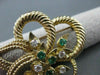 ANTIQUE LARGE .75CT DIAMOND & EMERALD 14K YELLOW GOLD 3D FLOWER LEAF DESIGN 2412