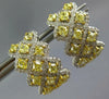 LARGE 4.43CT WHITE & CANARY DIAMOND 18KT 2 TONE GOLD MULTI ROW HANGING EARRINGS