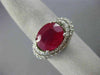 ESTATE LARGE 6.03CT DIAMOND & AAA OVAL RUBY 14KT WHITE GOLD HALO CURVED FUN RING