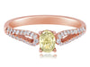 .71CT WHITE & FANCY YELLOW DIAMOND 14K ROSE GOLD 3D OVAL & ROUND ENGAGEMENT RING