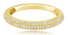 .25CT DIAMOND 14KT YELLOW GOLD CLASSIC 3 ROW DOME SHAPE WEDDING ANNIVERSARY RING