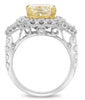 LARGE 5.76CT WHITE & FANCY YELLOW DIAMOND 18KT 2 TONE GOLD HALO ENGAGEMENT RING