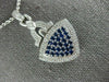 LARGE 1.58CT DIAMOND & AAA SAPPHIRE 14KT WHITE GOLD 3D TRIANGULAR PENDANT #2759