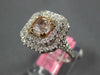 LARGE GIA 1.82CT WHITE & PINK DIAMOND 18K WHITE & ROSE GOLD HALO ENGAGEMENT RING