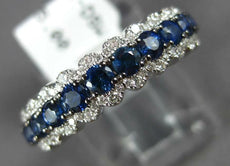 1.09CT DIAMOND & AAA SAPPHIRE 14KT WHITE GOLD 3D 3 ROW CLASSIC ANNIVERSARY RING