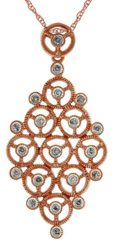 .16CT DIAMOND 14KT ROSE GOLD 3D MULTI CIRCULAR GEOMETRICAL FUN FLOATING PENDANT
