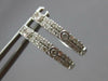 ESTATE .32CT DIAMOND 14KT WHITE GOLD 3D 2 ROW BEZEL HUGGIE HOOP HANGING EARRINGS