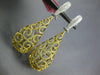 5.55CT WHITE & CANARY DIAMOND 18K 2 TONE GOLD TEARDROP FILIGREE HANGING EARRINGS