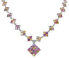 EXTRA LARGE 58.88CT DIAMOND & AAA MULTI COLOR SAPPHIRE 18KT WHITE GOLD NECKLACE