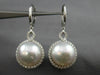 ESTATE LARGE .90CT DIAMOND & AAA SOUTH SEA PEARL 18K WHITE GOLD HANGING EARRINGS
