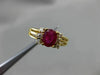 ESTATE 1.07CT DIAMOND & AAA OVAL RUBY 14KT YELLOW GOLD ENGAGEMENT RING #4257