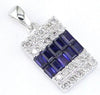 1.5CT DIAMOND & AAA SAPPHIRE 14K WHITE GOLD EMERALD CUT & ROUND FLOATING PENDANT