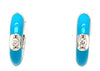 .05CT DIAMOND & BLUE ENAMEL 18KT WHITE GOLD 3D SOLITAIRE HUGGIE HANGING EARRINGS