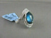 ESTATE WIDE 27MM 18KT WHITE 6.05CT AAA BLUE TOPAZ, DIAMONDS GOLD RING