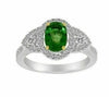 GIA CERTIFIED 2.42CT DIAMOND & AAA EMERALD 14KT 2 TONE GOLD HALO ENGAGEMENT RING