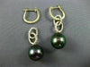 LARGE .81CT DIAMOND & AAA TAHITIAN PEARL 18K YELLOW GOLD OVAL TEAR DROP EARRINGS